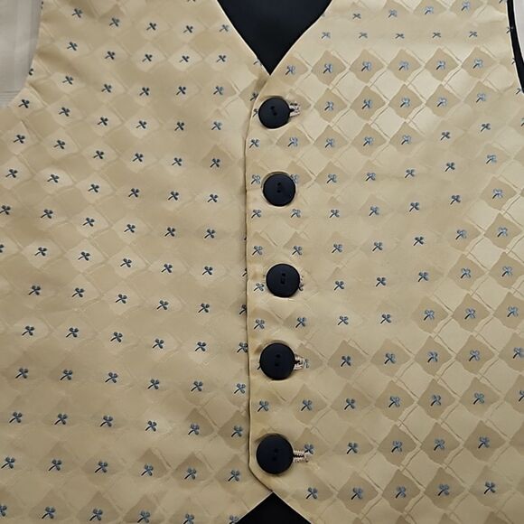 Top Kids Boy's Waist Coat Vest & Tie Size 6 Yellow & Navy Blue - Picture 15 of 16